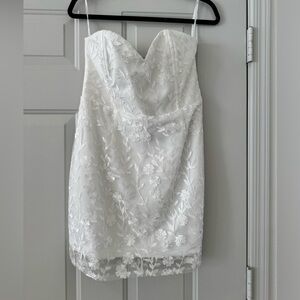 Lulu's White Strapless Floral Dress